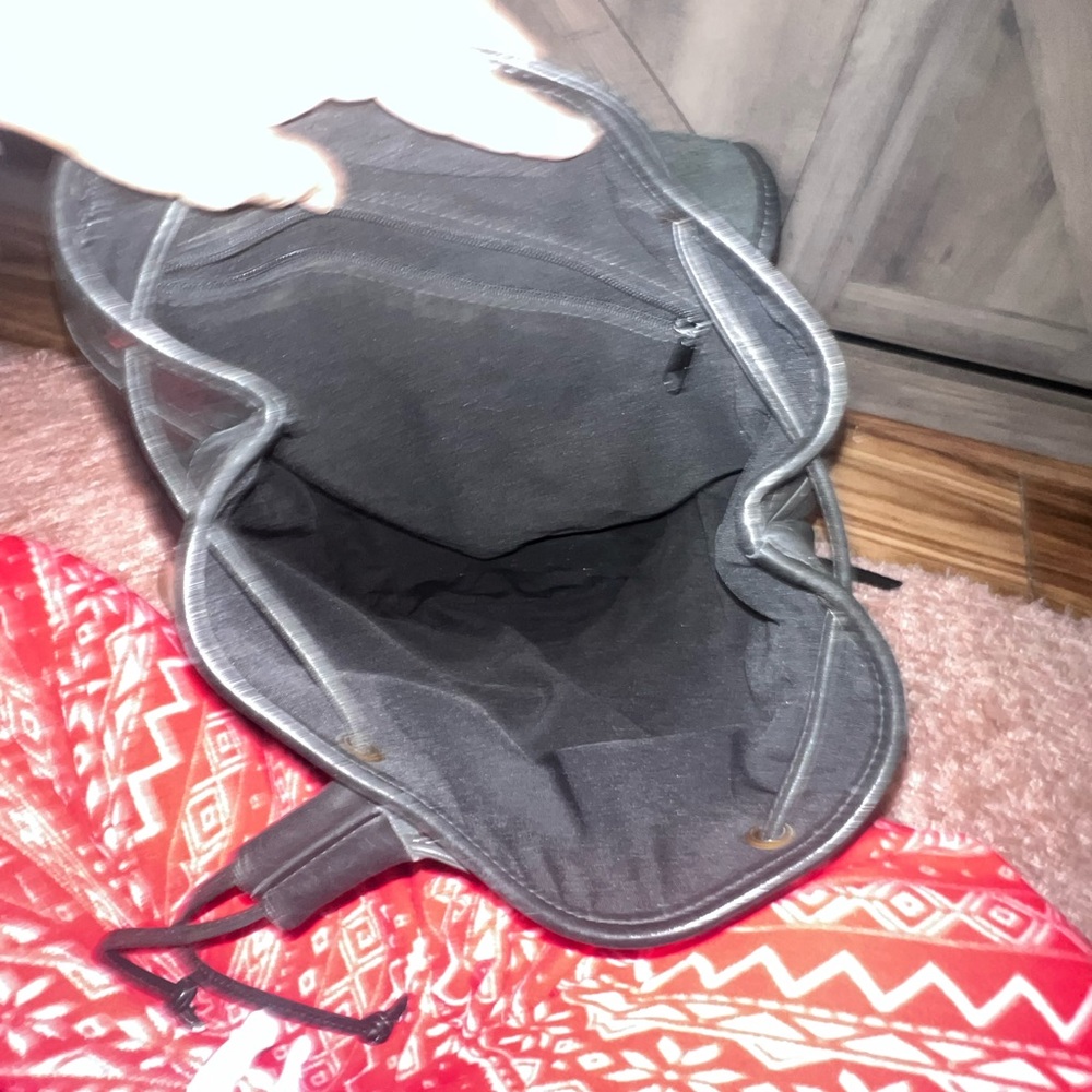 Aston Black Leather Large Drawstring Backpack Cla… - image 8